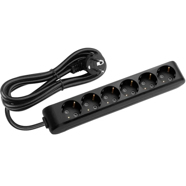 X-tendia Black Six Gang Earth Socket with Cable CP 5M