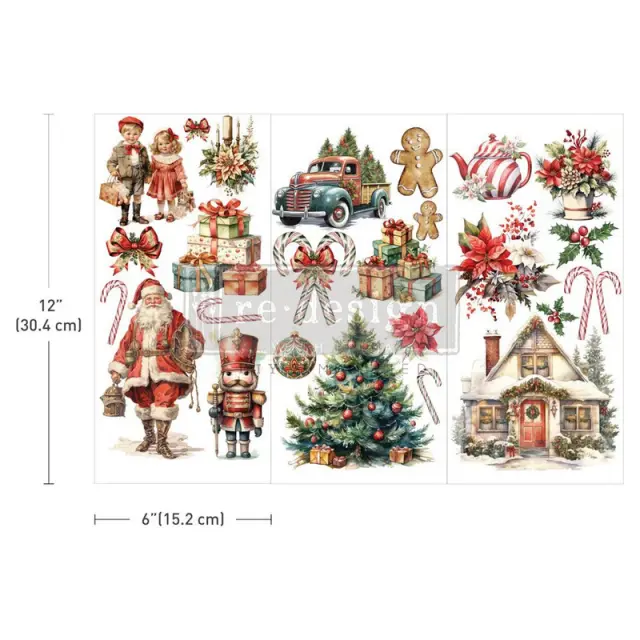 Χαρτί Decor Transfer Prima Re-Design, Joyful Jingles, 15x30.5cm, 3 τεμ.