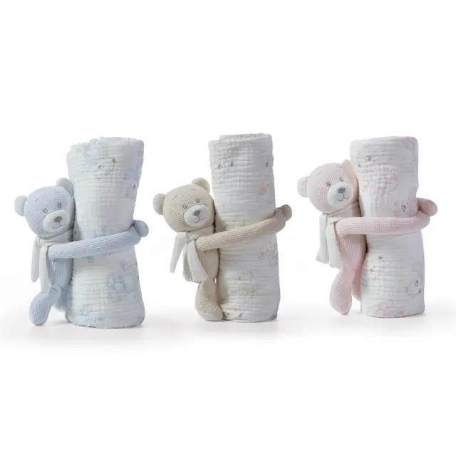 ΚΟΥΒΕΡΤΑΚΙ ΜΕ ΑΡΚΟΥΔΑΚΙ TEDDY 75X100 NEF-NEF HOMEWARE, 100% BAMBAKI - L.BLUE (039827) 2