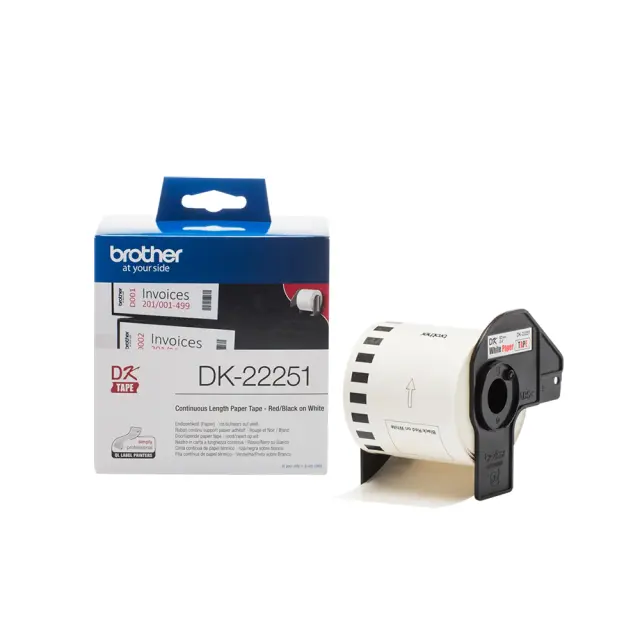 Brother P-touch Label Red / Black on White15.2m x 62mm (DK22251) (BRODK22251) Brother Labels