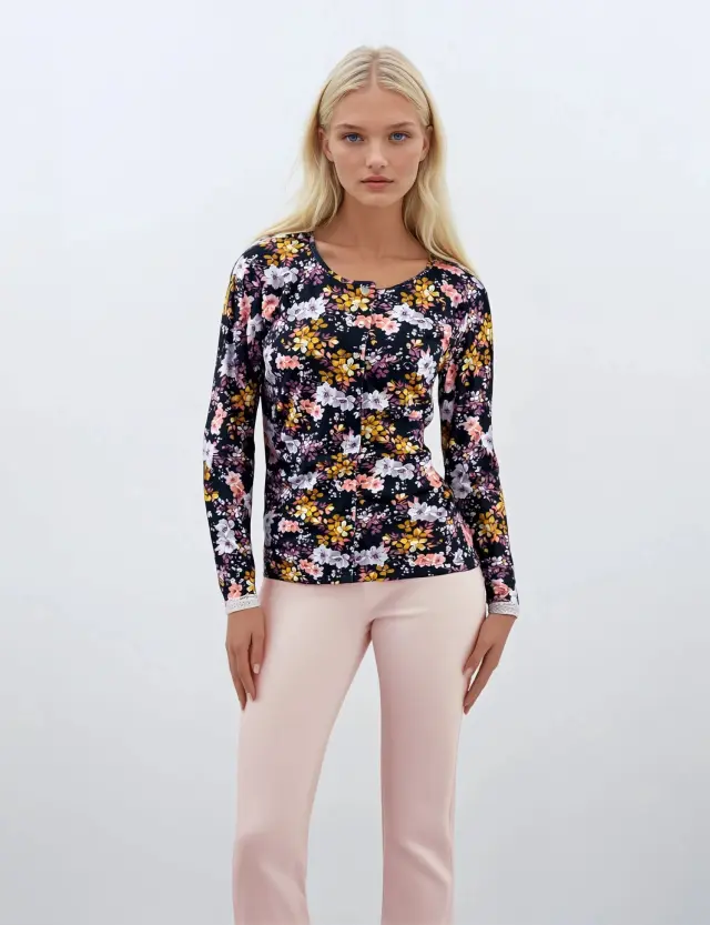 W645 - Type - PYJAMA BLACK FLOWER - S 2