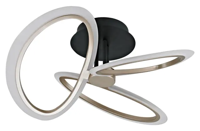 POWERTECH LED φωτιστικό οροφής HLL-0206, 40W, 4000K, Φ53x26cm, οπάλ χρυσό/μαύρο