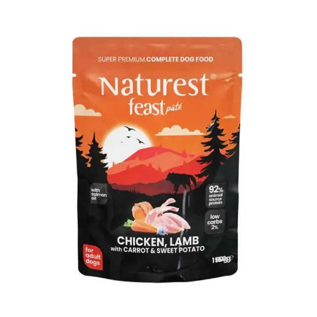 Naturest Υγρή Τροφή Σκύλου feast Adult Chicken, Lamb with Carrot & Sweet Potato 150gr
