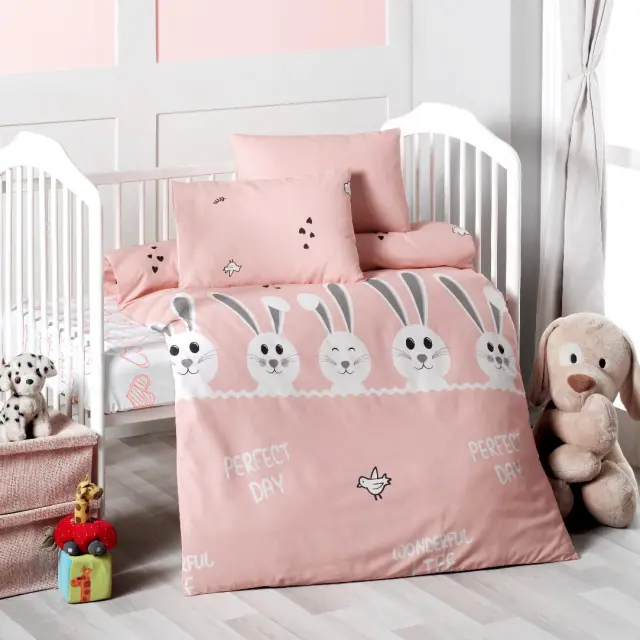 Σετ Σεντόνια Κούνιας 100x150 Beauty Home Art 5603 Σομόν 100% βαμβακερόΧωρίς Λάστιχο