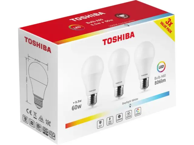Toshiba LED 3PACK A60 E27 8.5W 5000K (DELS-BL548P5B0AE23)