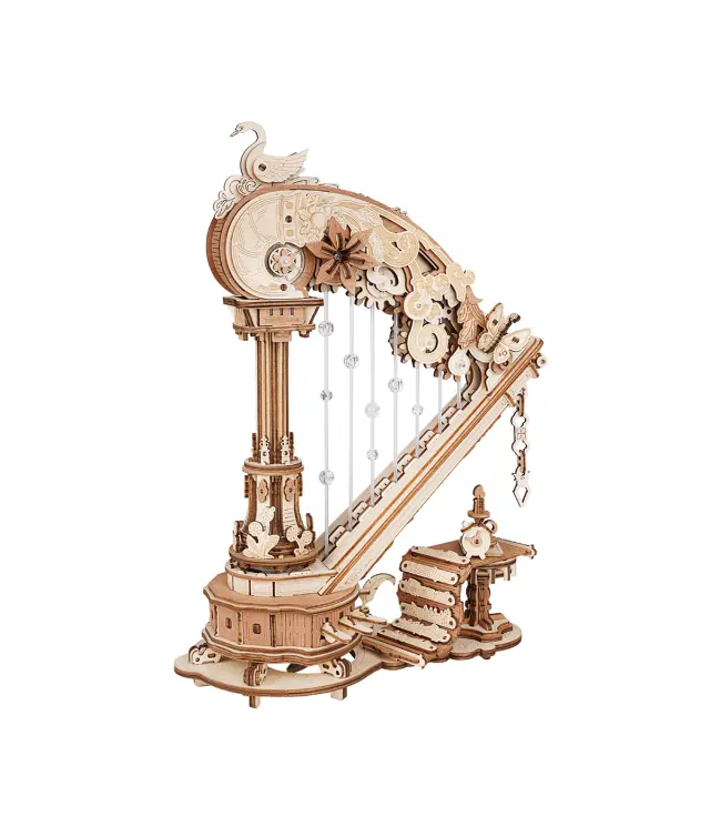 Robotime ROKR Magic Harp Μηχανικό 3D Ξύλινο Puzzle Μουσικό Κουτί Άρπα 350 τεμ. AMK71