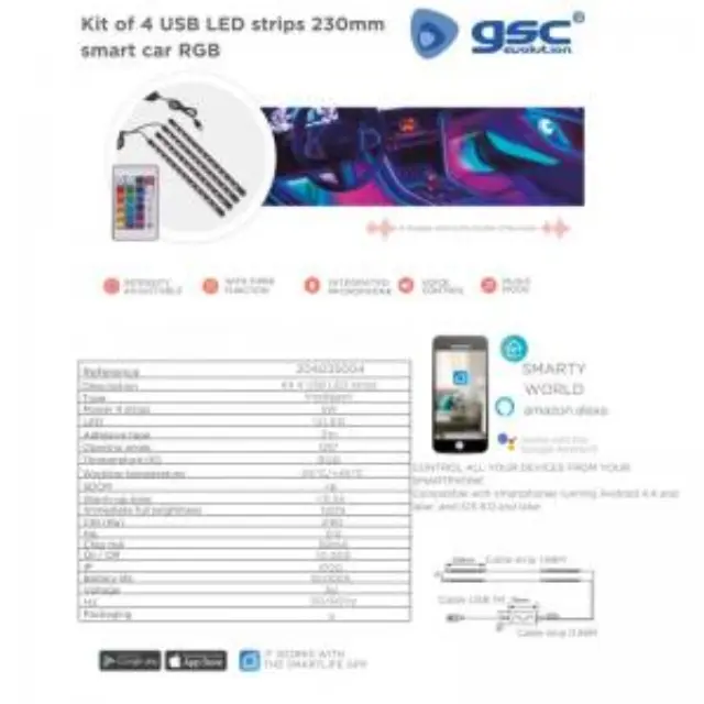 Έξυπνη Ταινία Φωτισμού LED GSC για Αυτοκίνητο με Bluetooth 5W IP20 Πολύχρωμο N70536 2