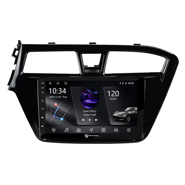 VenCore Οθόνη Multimedia Android 15 9" PX5S Octa-Core 2GB/32GB IPS με Πρόσοψη, CarPlay, Android Auto και Υποστήριξη Κάμερας 360° για Hyundai i20 2014-2018 – Μαύρη (3236-10005-0508B) 2