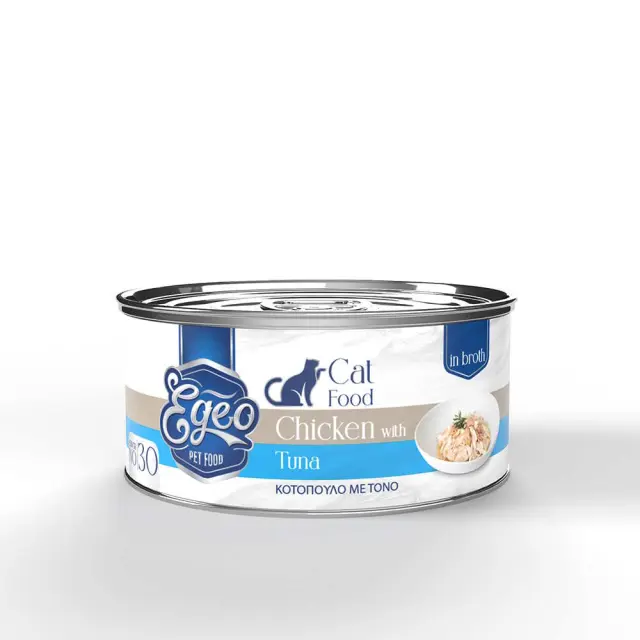 Egeo Υγρή Τροφή Adult Κοτόπουλο Με Τόνο Σε Ζωμό 70gr Μονόχρωμο