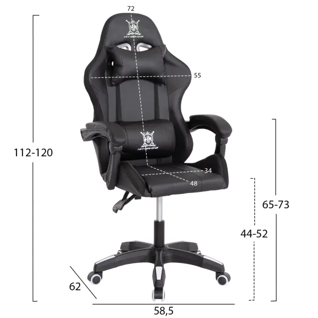 ΠΟΛΥΘΡΟΝΑ GAMING FB91203.04 ΜΑΥΡΟ-ΛΕΥΚΟ PVC & NYLON 58.5x100x120Υεκ. 2