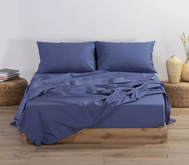 Σεντόνι Μεμονωμένο Με Λάστιχο Βαμβακερό Basic Indigo Σε 4 Διαστάσεις Nef-Nef 160x200+30