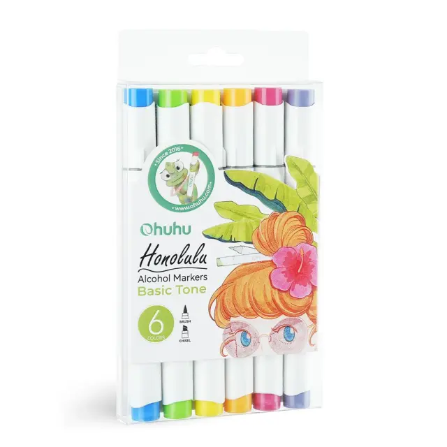 Ohuhu Honolulu Alcohol Art Markers Σετ 6 Basic Tones Brush & Chisel/ 80403-51 (OHUHU)