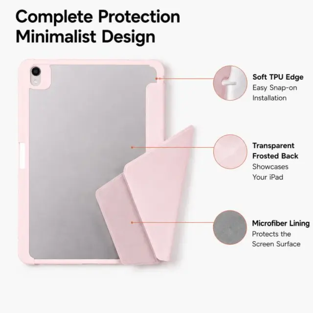 Origami Hybrid Θήκη για iPad 10.9″/11 (2025)-Pink/Clear OEM 3