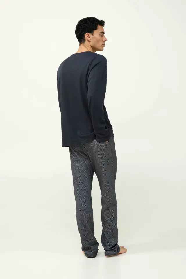 Ανδρική Χειμερινή Βαμβακερή Πυτζάμα Vamp 23633 DARK GRAY 3