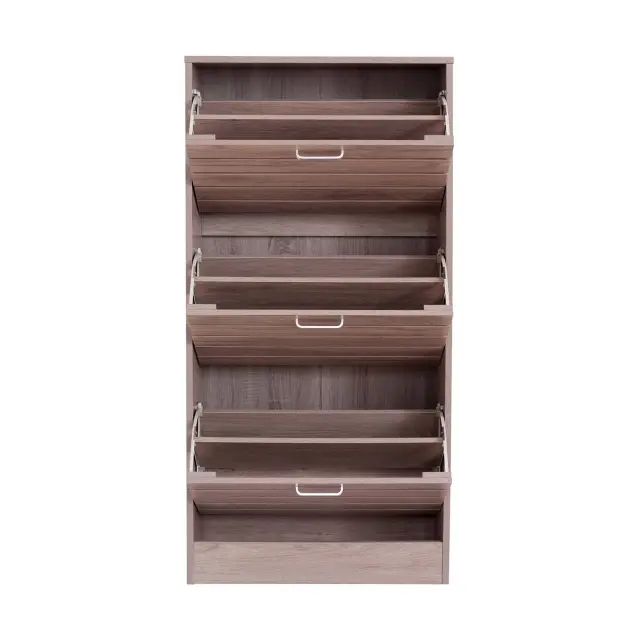 Παπουτσοθήκη με 3 ράφια Brush Unihome 18 θέσεων σε χρώμα mix Grey 63x24x120εκ 2