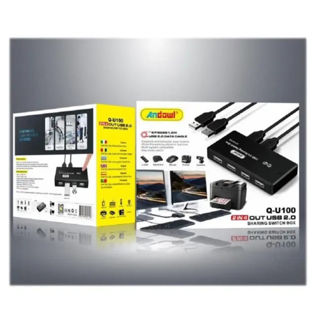 Andowl USB 2.0 Hub 2 Inputs 4 Outputs σε Μαύρο Χρώμα Q-U100 3
