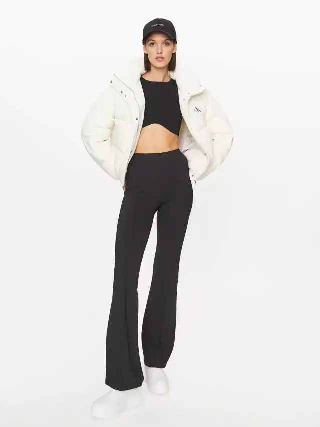 Calvin Klein - Κοντό Γυναικείο Puffer Μπουφάν για Χειμώνα Down Soft Touch Label J20J222235-YBI Λευκό - M 3