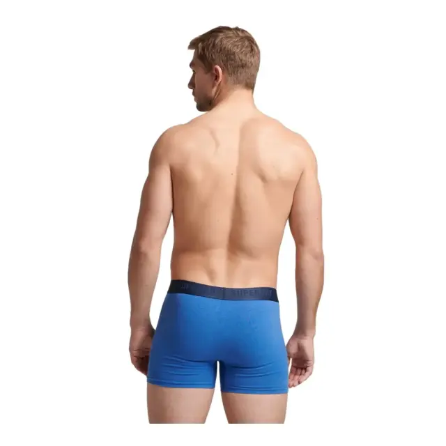 Superdry Ανδρικό Boxer Μακρύ Organic Cotton - Τριπλό Πακέτο, Χρώμα Navy-Bright Blue-Mazarine - S 3