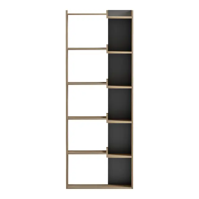Βιβλιοθήκη Corpus pakoworld sonoma - ανθρακί 61x22x162εκ 2