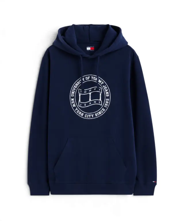 Tommy Hilfiger - Ανδρικό Φούτερ Graphic Terry Drawstring Regular Fit DM0DM23579-C1G Μπλε Σκούρο