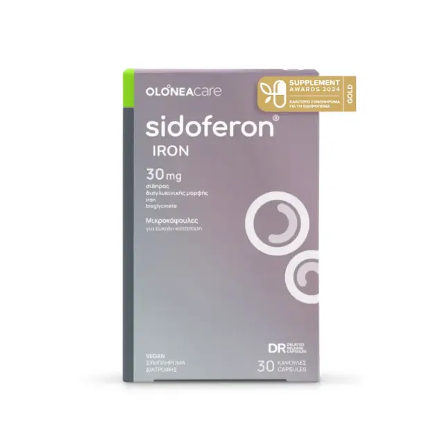 Olonea Sidoferon Iron Plus Συμπλήρωμα Διατροφής για τη Σιδηροπενία & τη Σιδηροπενική Αναιμία, 30κάψουλες