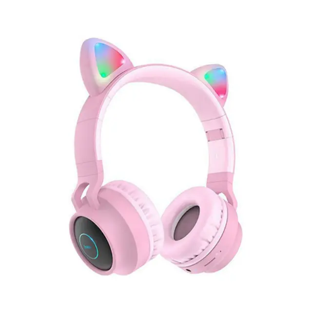 Hoco W27 Cat Ear Ασύρματα / Ενσύρματα Παιδικά On Ear Ακουστικά με 5 ώρες Λειτουργίας Ροζ HOC-W27-P