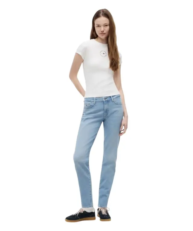 Tommy Hilfiger - Γυναικείο T-shirt Slim Essential Logo Rib DW0DW22807-YBL Λευκό - L 2