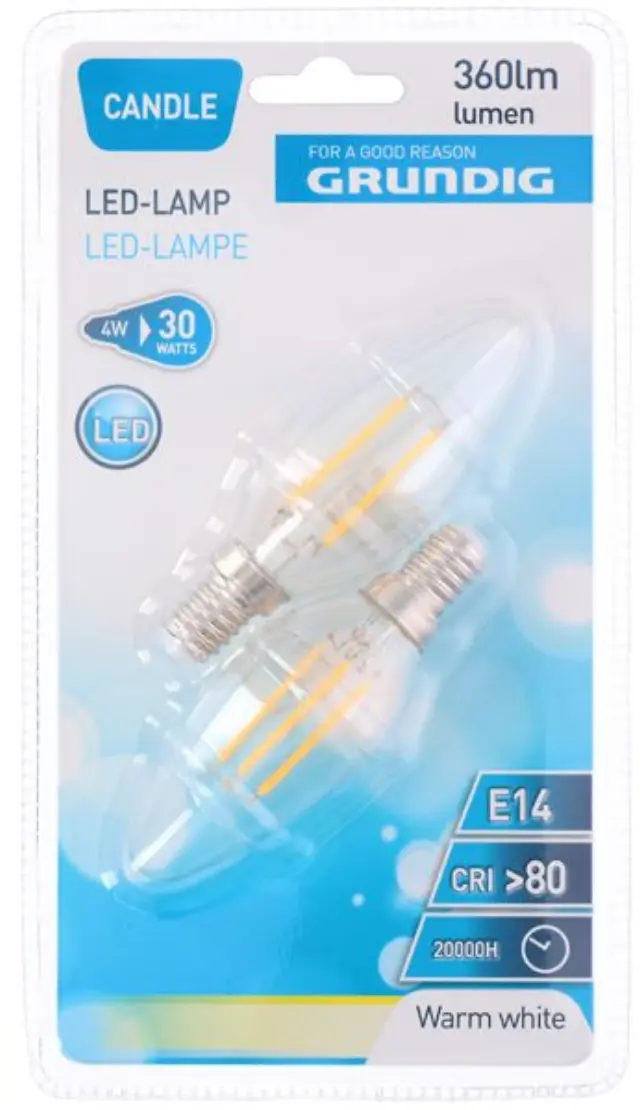 Λάμπα LED Κερί 2τμχ 360 lumen 4W E14 Θερμό Grundig