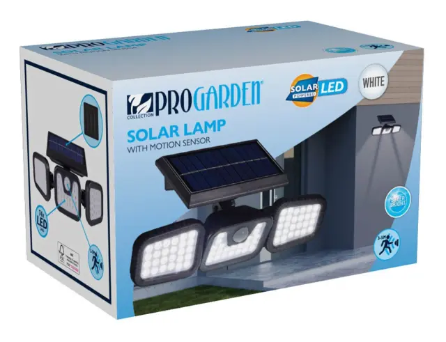Ηλιακό φωτιστικο LED αδιάβροχο, με 3 ρυθμιζόμενα πάνελ, αισθητήρα κίνησης PIR και διαστάσεις 28.5x7cm - Black 109000530 2