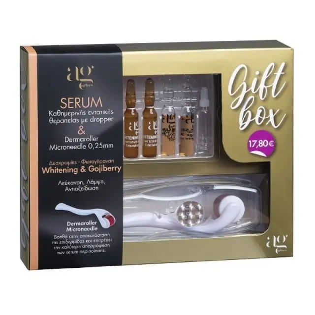 Ag Pharm Gift Box Whitening Serum 2ml 3τμχ, Gojiberry Serum 2ml 2τμχ & Derma Roller System 540 Needles DRS25 (0.25mm) 1τμχ