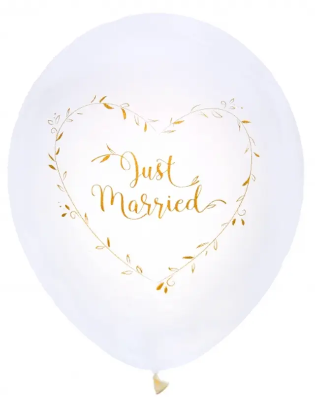 Μεταλλικά Μπαλόνια Just Married Χρυσό / 8 τμχ