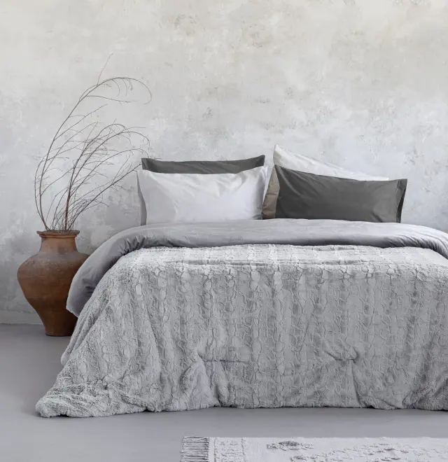 Κουβερτοπάπλωμα 220x240 Υπέρδιπλο 720gsm Nima Velure Light Gray 100% Πολυέστερ