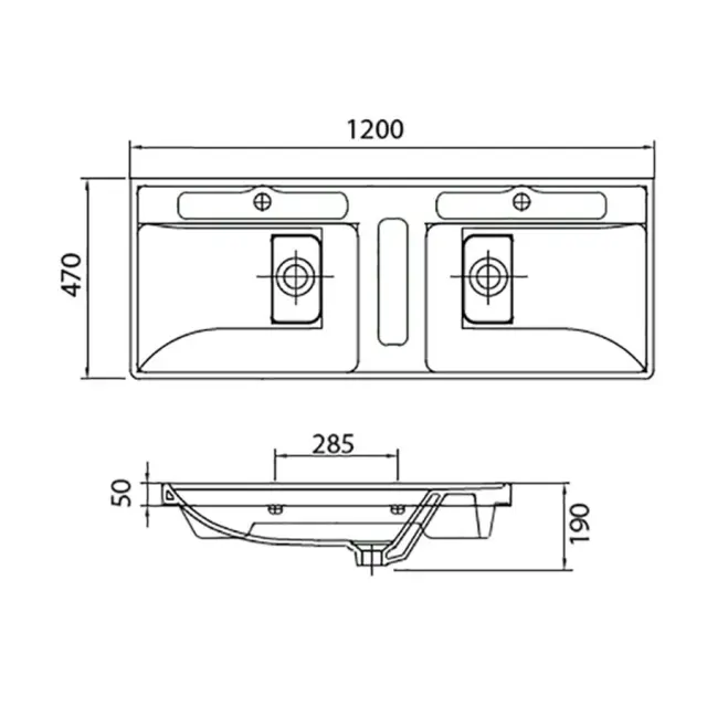 Νιπτήρας αναρτώμενος διπλός QUATTRO 8120 KARAG 120x45x19cm 3