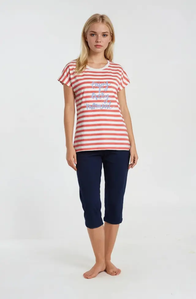 S763 - Coral - HOMEWEAR STRIPES