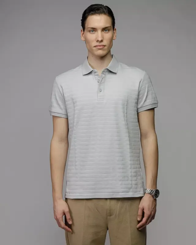 Devergo Ανδρικό Ριγέ Polo Shirt 4015 – Grey - M