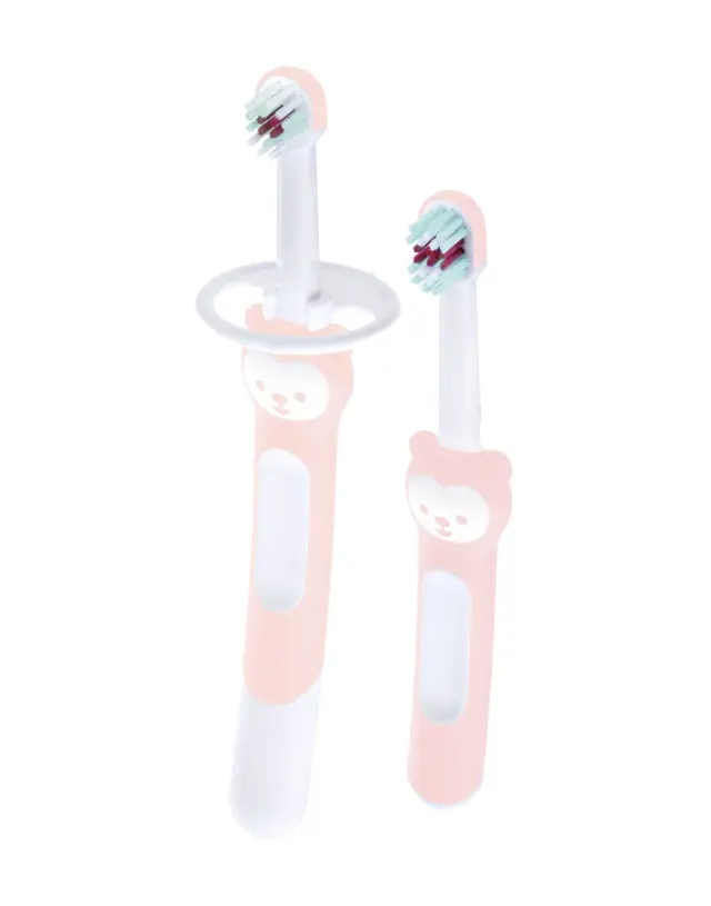 MAM Learn to Brush Set Βρεφικές Οδοντόβουρτσες 5+ μηνών, Ροζ