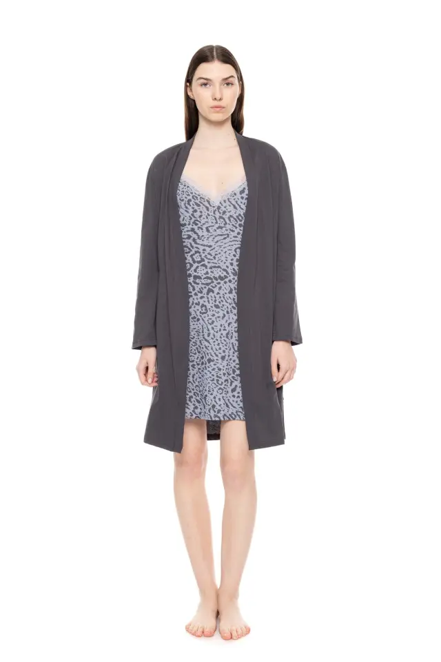 W1527 - Type - NIGHTGOWN 2PCS SET GREY LEO