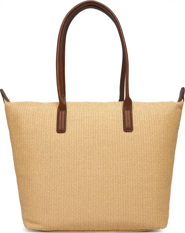 Tommy Hilfiger Γυναικεία Μεγάλη Τσάντα Tote Popette Raffia Μπεζ 3