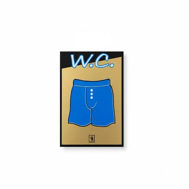 Πινακίδα WC Ανδρών Εσώρουχο Μπλε 12x8cm – PVC