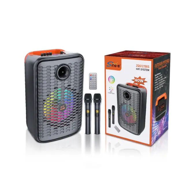 Sing-e Φορητό Bluetooth Ηχείο Karaoke 12" 40W με 2 Ασύρματα Μικρόφωνα & Τηλεχειριστήριο ZQS12156S - 12" 40W Portable Bluetooth Karaoke Speaker with 2 Wireless Microphones & Remote 079109