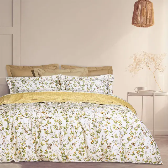Σεντόνια σετ/4 υπέρδιπλα prestige 240x260cm εκρού/πράσινο Das Home 1675