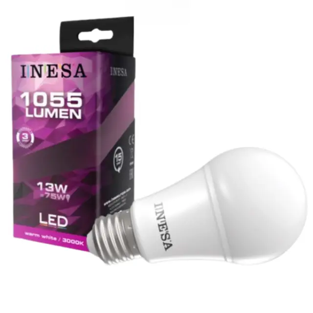 LED Bulb GLS A60 E27 13W 3000K 180°