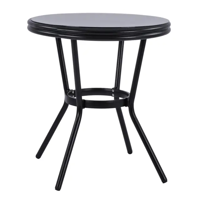 ΤΡΑΠΕΖΙ ΑΛΟΥΜΙΝΙΟΥ Φ70 BAMBOO FB95532.02 ΜΑΥΡΟ ΜΕ ΓΥΑΛΙ Φ70X76 εκ