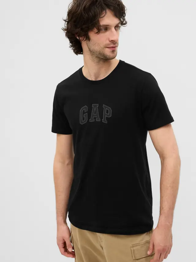 Ανδρική Μπλούζα με Gap Arch Λογότυπο true black