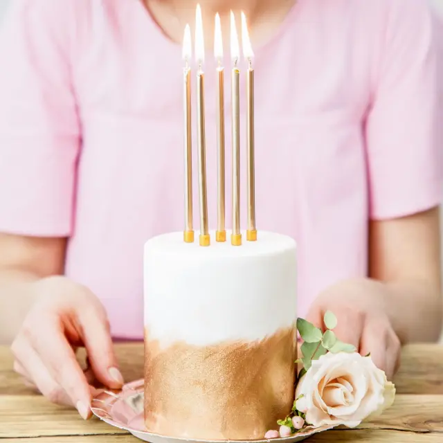 PartyDeco Κεριά Γενεθλίων - Απλό Χρυσό - 12,5εκ. 3