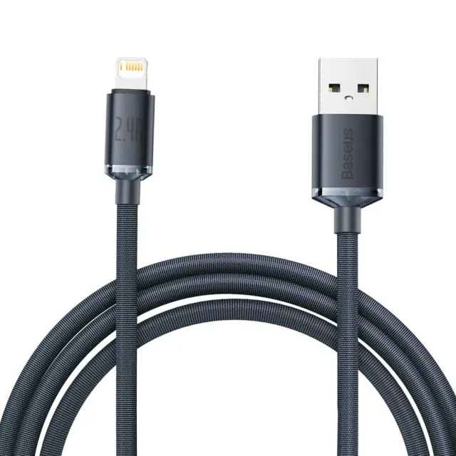 Baseus Crystal Shine Series USB Cable For Fast Charging & Data Transfer USB Type A - Lightning 2.4A 2m Black (CAJY000101)