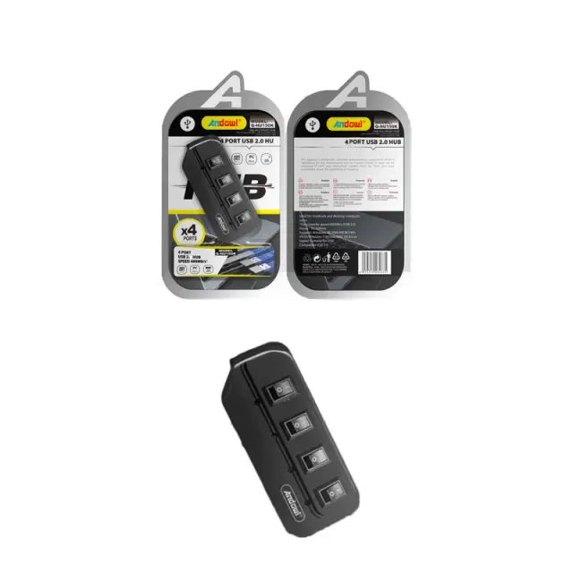 Andowl USB Hub 4 θυρών 2.0 με διακόπτες Q-HU150K - 4 Port USB 075668