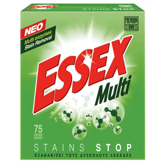 Essex Multi Stains Stop Απορρυπαντικό Ρούχων σε Σκόνη με Άρωμα Violet Blossom 2.40kg (50 Μεζούρες)