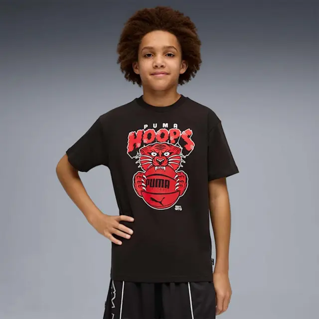 Puma Boy's Basketball Flagrant Foul Relaxed Ball Tee Μαύρο - Κόκκινο 635514-01 (Puma)