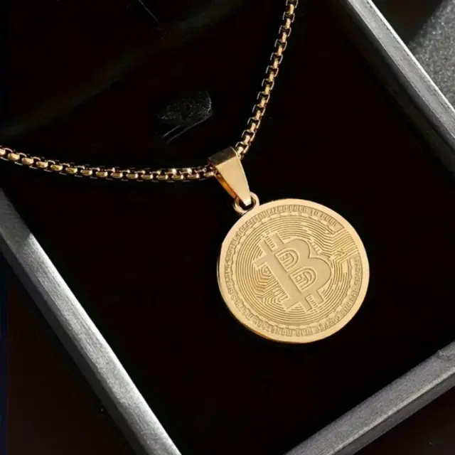 Ghetto Bitcoin Pendant SS Necklace 2
